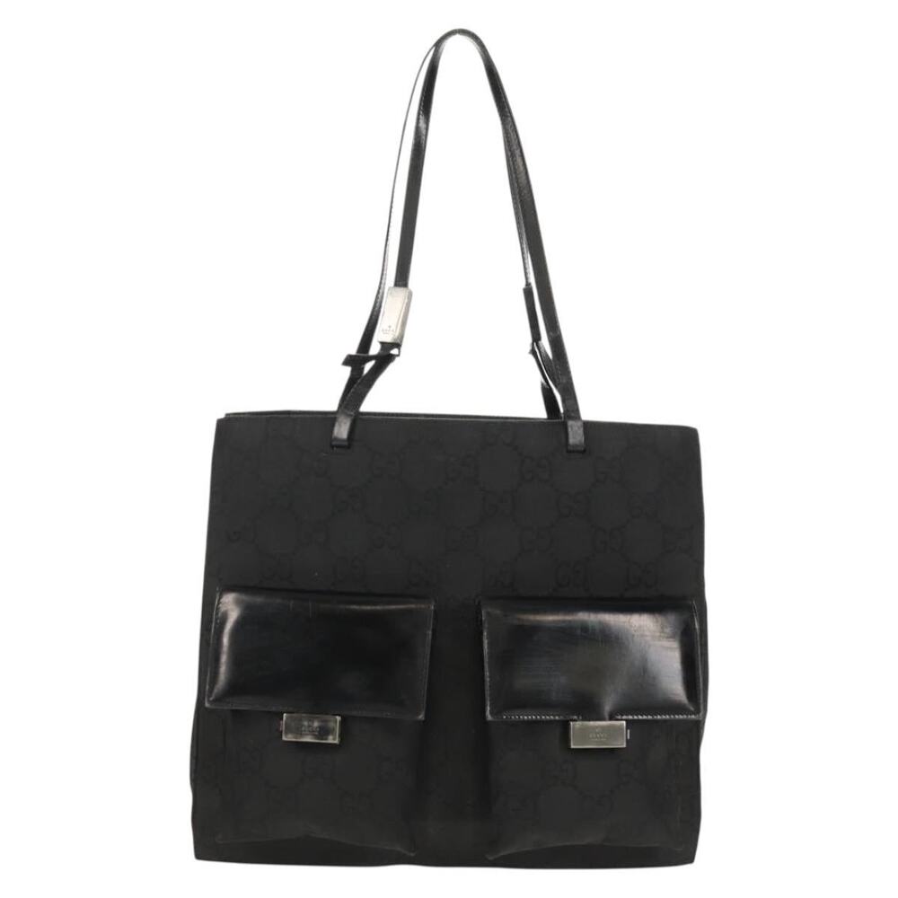Gucci GG Canvas Tote Bag Black Silver 002